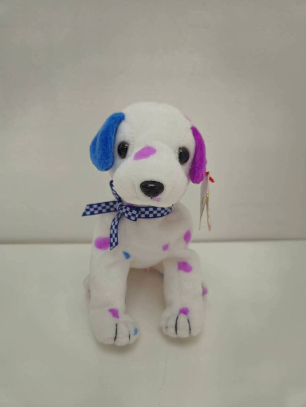 Ty Beanie Baby “Dizzy” the Dalmatian with purple and blue spots